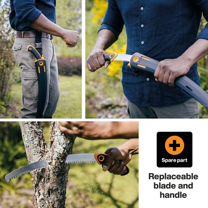 Sega da giardino Fiskars SW-330, manico ergonomico nero e arancione con lama argentata