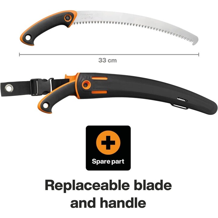 Sega da giardino Fiskars SW-330, manico ergonomico nero e arancione con lama argentata
