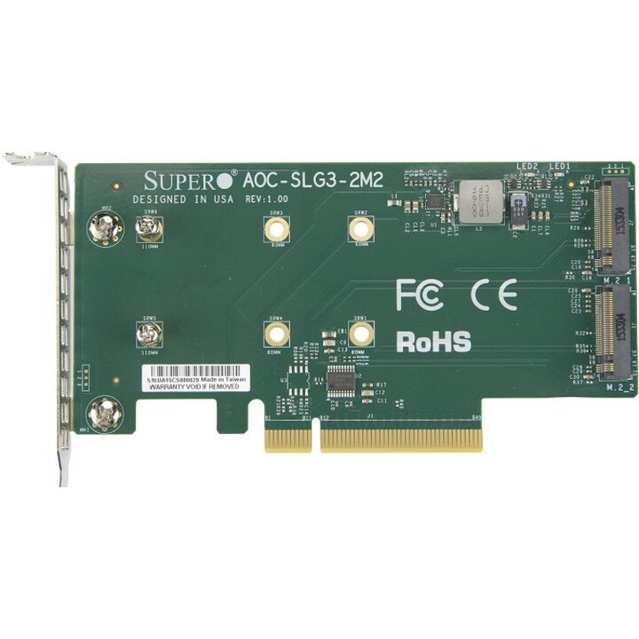 Placa e adaptador de interface M.2 interno Supermicro AOC-SLG3-2M2
