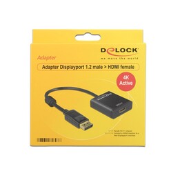 DeLOCK 62607 video cable adapter 0.2 m DisplayPort HDMI type A (Standard) Black