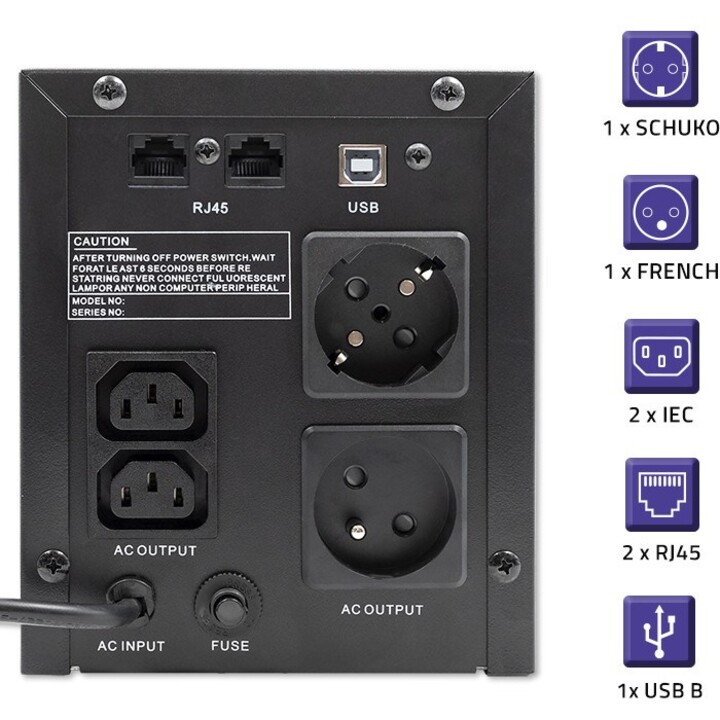 Qoltec 53777 Gruppo di continuità Line Interactive | Monolite | 2000VA| 12600W