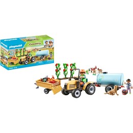 Conjunto de Figuras Country Trator 71442 com Reboque e Tanque de Água