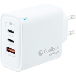 CoolBox Caricabatterie 2 x USB C + USB A 65W con la tecnologia GAN