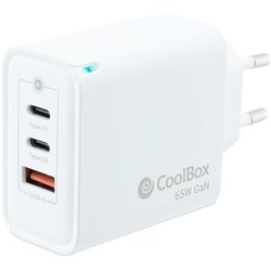 CoolBox Cargador 2 x USB C + USB A 65W con tecnología GAN