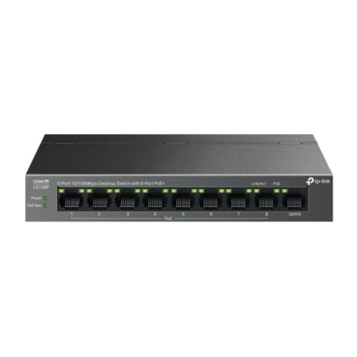 Tp-link 9-Port 10/100 Mbps Desktop Switch with 8-Port Poe+ Ports: 8× 10/100 Mbps Poe+, 1× 10/100 Mbps Without Poe Specification: