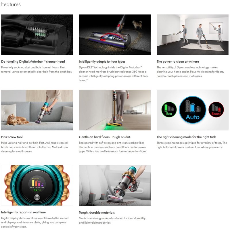 Dyson Vacuum Cleaner V15 Detect Absolute (2023) Gold