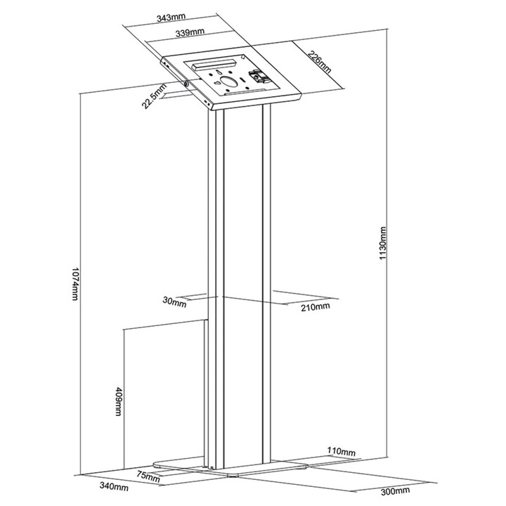 Suporte de chão para tablet Neomounts FL15-750WH1 para tablets de 9,7-11" - Branco