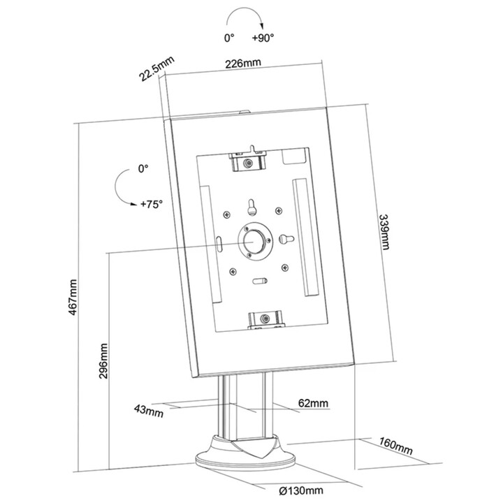 Neomounts DS15-640WH1 soporte giratorio para tableta de encimera para tabletas de 9,7-11" - Blanco