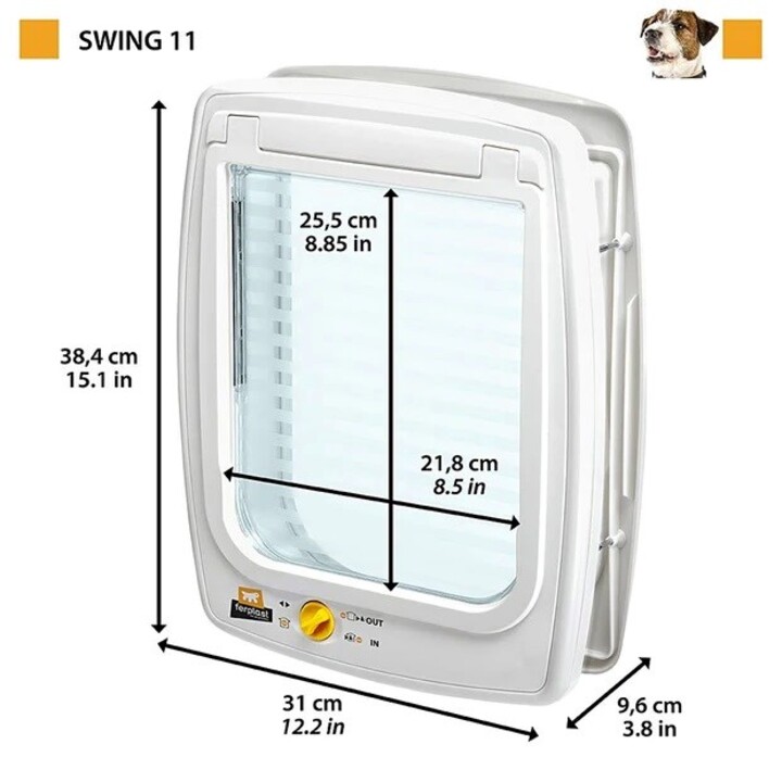 FERPLAST Swing 11 grau - Hundetürchen und Katzentürchen - 31 x 9,6 x 38,4 cm