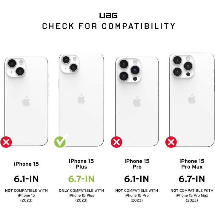 Coque arrière pour téléphone portable uag plyo, transparente, magsafe ice/blanc, iphone 15 plus