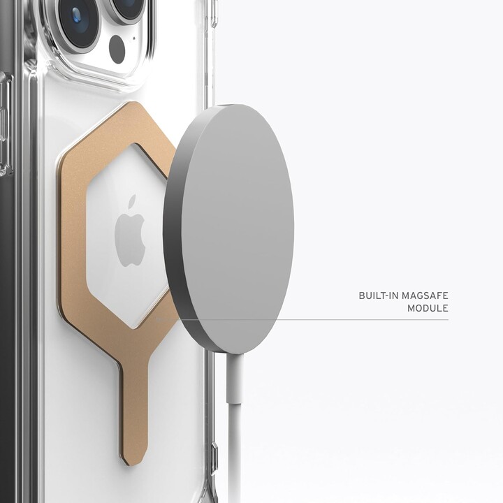 Cover posteriore per cellulare uag plyo trasparente magsafe ghiaccio/oro iphone 15 pro max