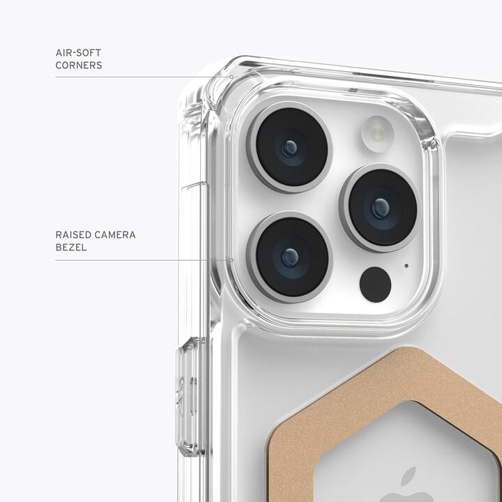 Cover posteriore per cellulare uag plyo trasparente magsafe ghiaccio/oro iphone 15 pro max
