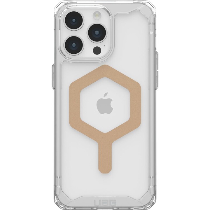 Cover posteriore per cellulare uag plyo trasparente magsafe ghiaccio/oro iphone 15 pro max