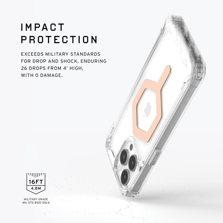 Cover posteriore per cellulare uag plyo trasparente magsafe ghiaccio/oro rosa iphone 15 pro max