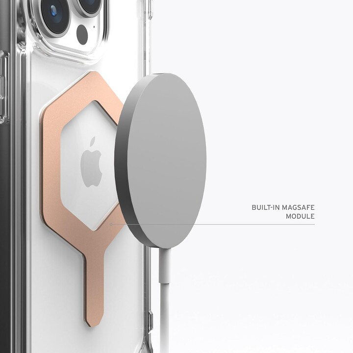 Cover posteriore per cellulare uag plyo trasparente magsafe ghiaccio/oro rosa iphone 15 pro max