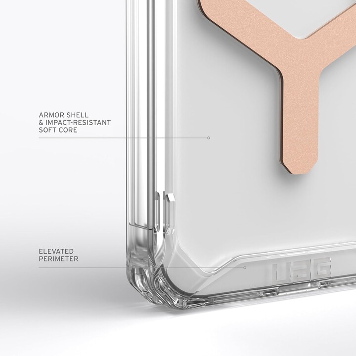 Cover posteriore per cellulare uag plyo trasparente magsafe ghiaccio/oro rosa iphone 15 pro