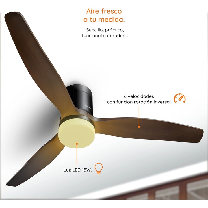 Grunkel SKYWIND-52WN Deckenventilator/ 41 W/ 3 Flügel 132 cm/ 6 Geschwindigkeiten