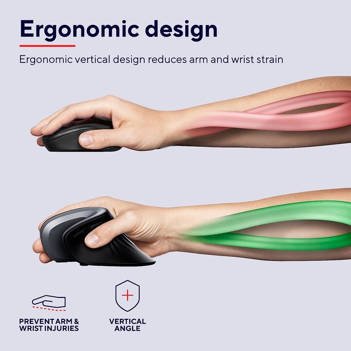 Mouse Trust Vertical Verro Wireless Ergonomic 1600Dpi Negro