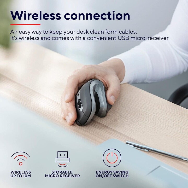 Mouse Trust Vertical Verro Wireless Ergonomic 1600Dpi Black
