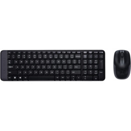Kit Combo Wireless Keyboard + Mouse Logitech MK220 USB Portuguese Black