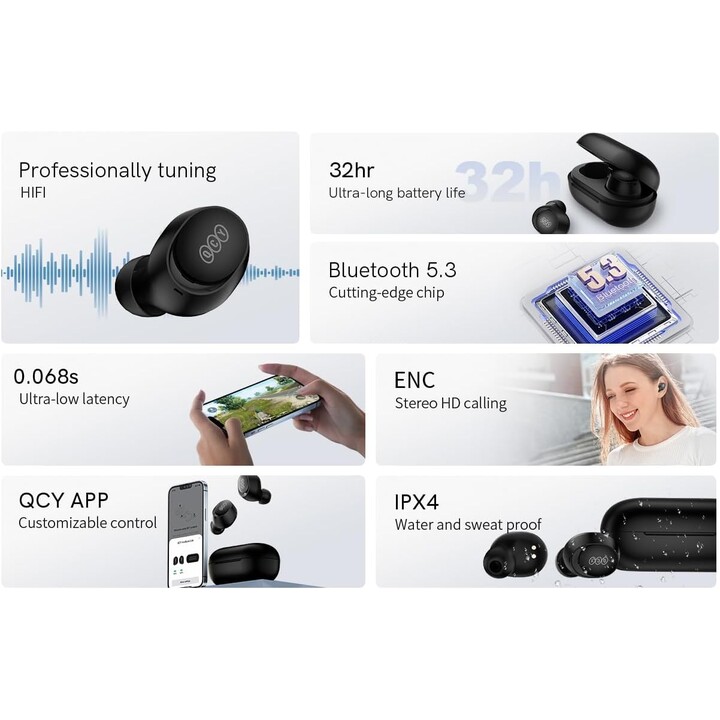 QCY T27 TWS Nero - Cuffie Bluetooth