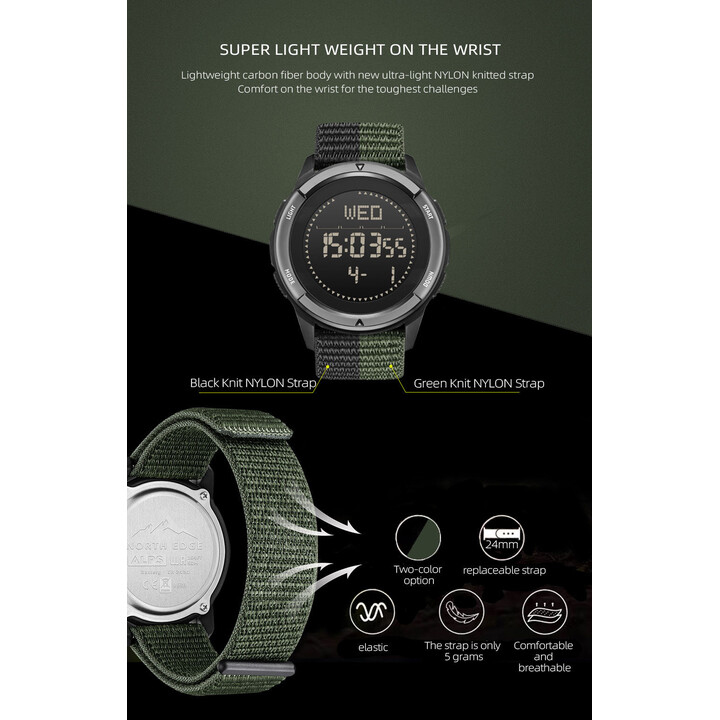 North Edge ALPS montre digitale outdoor verte