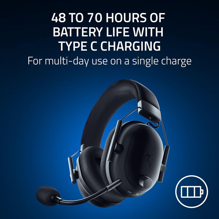 Razer Blackshark V2 Pro para fones de ouvido Playstation, faixa de cabeça sem fio para jogos USB tipo C Bluetooth preto