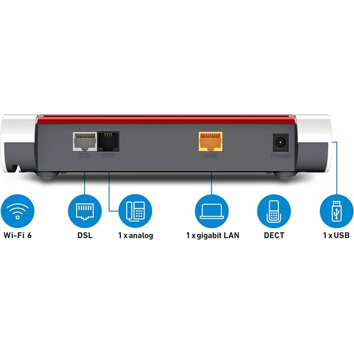 AVM FRITZ Box 7510 Wi-Fi 6 WLAN Mesh Router ADSL VDSL, IEEE 802.11g, n, ax DECT base para 6 terminales (20002983)