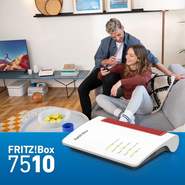 AVM FRITZ Box 7510 Wi-Fi 6 WLAN Mesh Router ADSL VDSL, IEEE 802.11g, n, ax Base DECT per 6 portatili (20002983)
