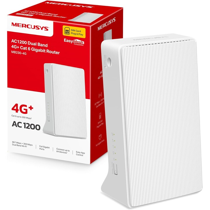 Router Mercusys MB230-4G LTE 4G+ Cat6, AC1200