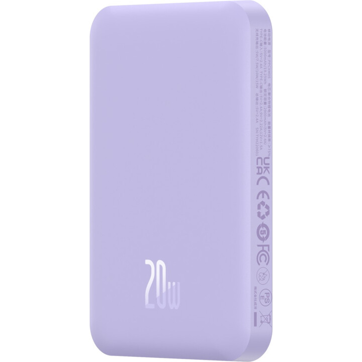 Baseus Power Bank Mini 5000mAh MagSafe Compatible Purple - Fast Charge 20W and Type C Cable Included