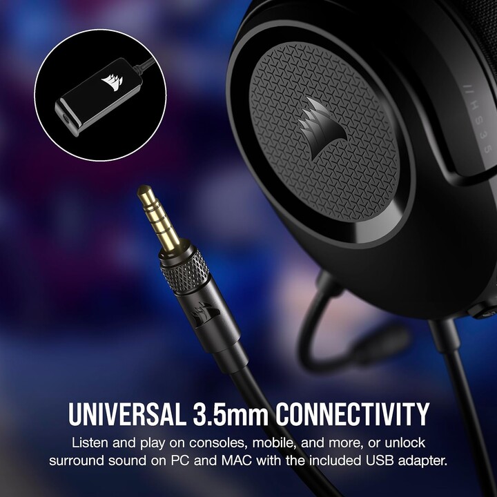 Fones de ouvido multiplataforma Corsair HS35 V2 Surround pretos Ca-9011386-eu