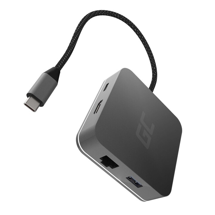 Green Cell AK61 base para portátil y replicador de puertos USB 3.2 Gen 1 (3.1 Gen 1) Type-C Plata
