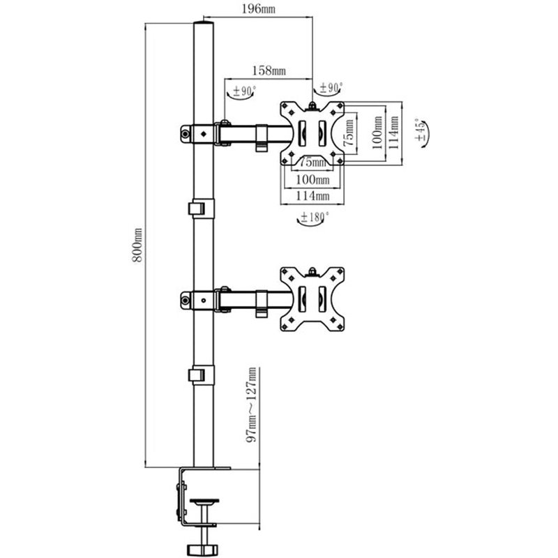 Maclean Monitor Mount, max VESA 100x100, 13-27", 9kg, MC-967