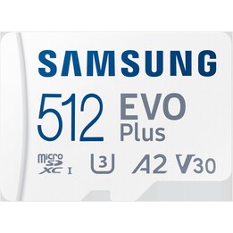 Tarjeta de memoria microSD XC Samsung EVO Plus 2023 de 512 GB con adaptador / Clase 10 / 160 MB/s