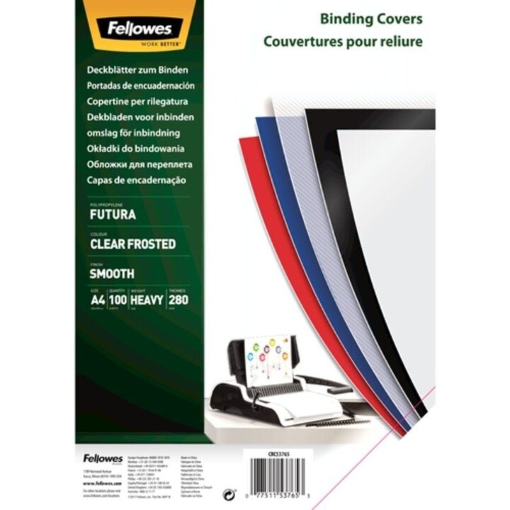 Capas de Polipropileno Fellowes 5376503/ A4/ 300 Microns/ 100 unidades/ Transparentes