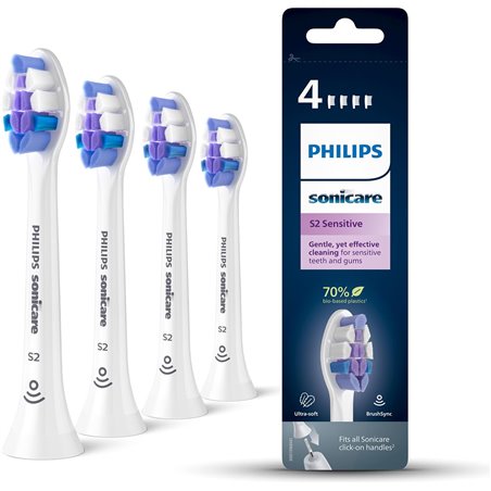Philips Sonicare S2 Sensitive HX6054/10 Pack of 4 white Sonicare brush heads