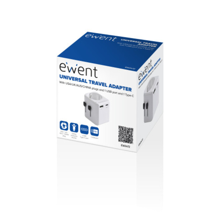 Ewent Ew1472 Universal Electrical Plug Adapter White