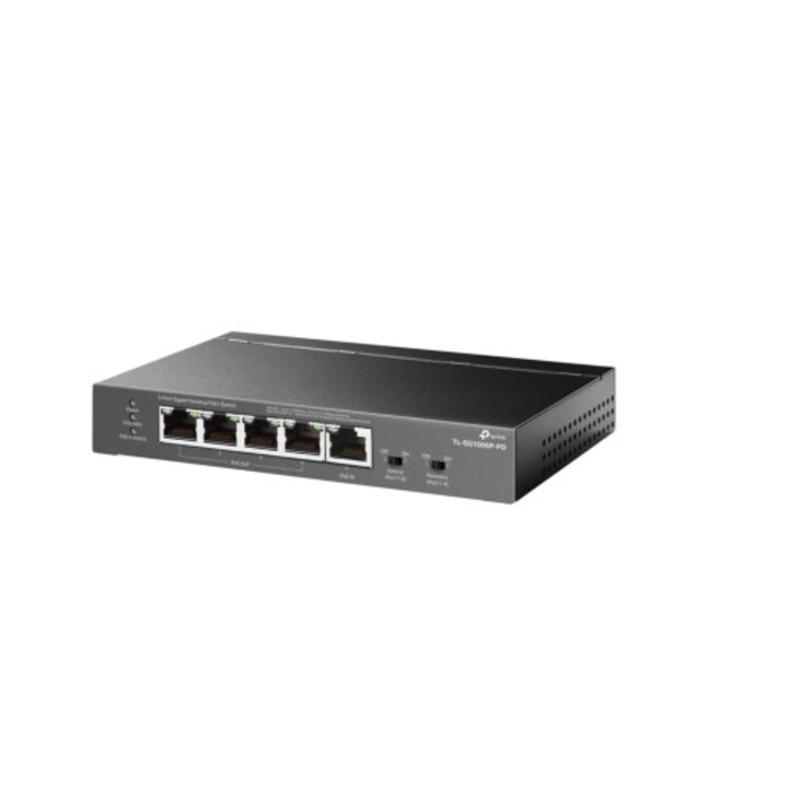 Switch Gigabit de mesa de 5 portas Tp-link com 1 porta de entrada Poe++ e 4 portas de saída Poe+ Porta: 4× portas de saída Gigab