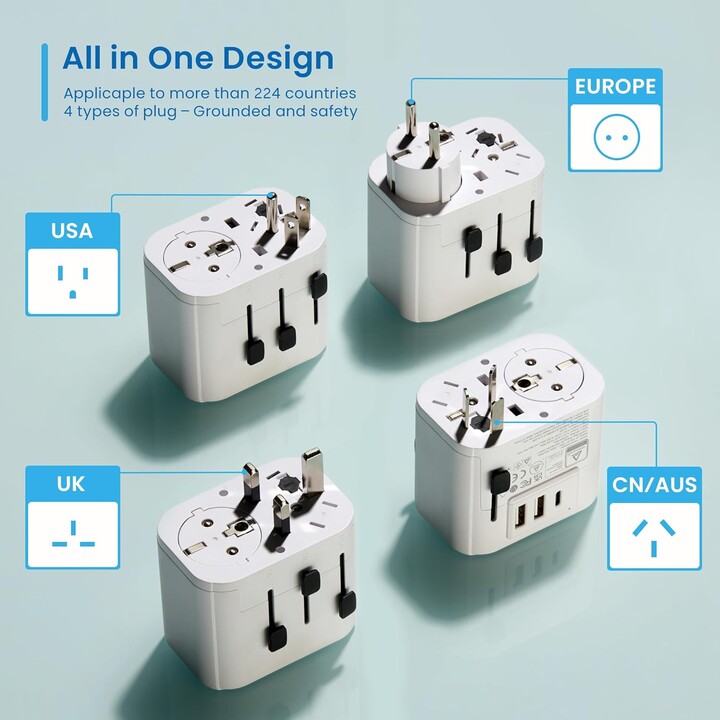 Ewent Ew1475 Universal-Steckeradapter, weiß