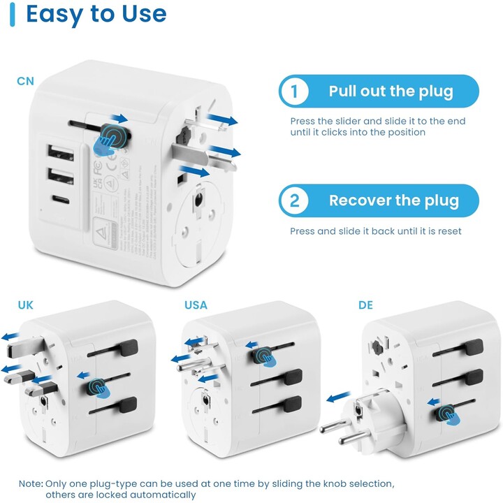Ewent Ew1475 Universal-Steckeradapter, weiß
