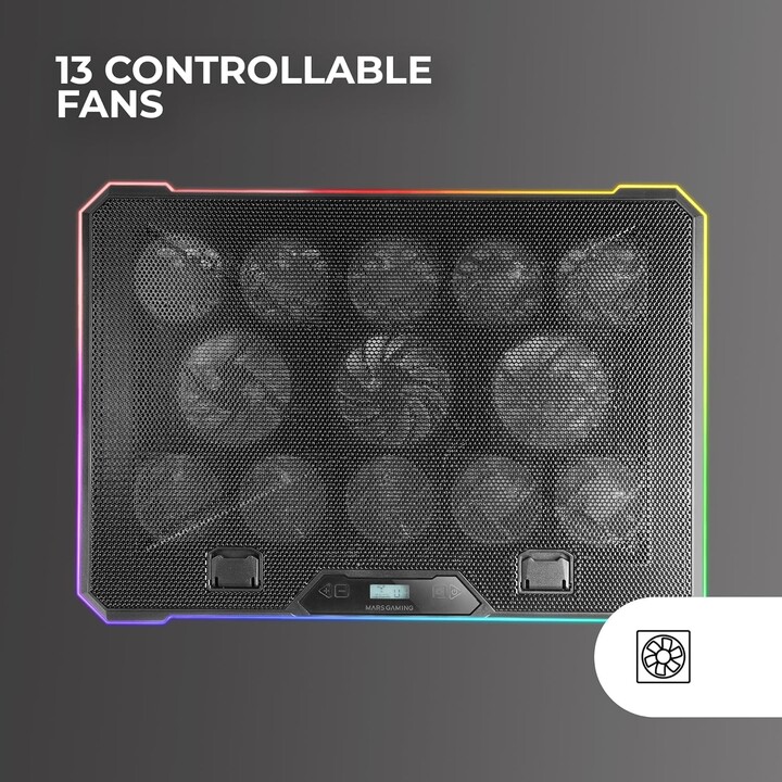 Soporte Refrigerante Mars Gaming MNBC23 para Portátiles hasta 17'/ Iluminación LED