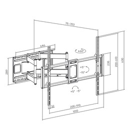 Maclean MC-482 Soporte de pared para TV, VESA 900x600 máx., 60-120", negro