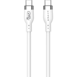 Câble USB-C à USB-C en silicone de 240 W d’HyperJuice (6 pi/2 m) - Blanc