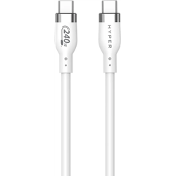 Cable USB-C a USB-C de silicona de 240 W HyperJuice (6ft/2m) - Blanco