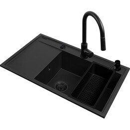 Pyramis CAMEA Sink Set (79x50) 1B 1D R + Idea Faucet Schwarz Edition 070168502be Vulkan schwarz