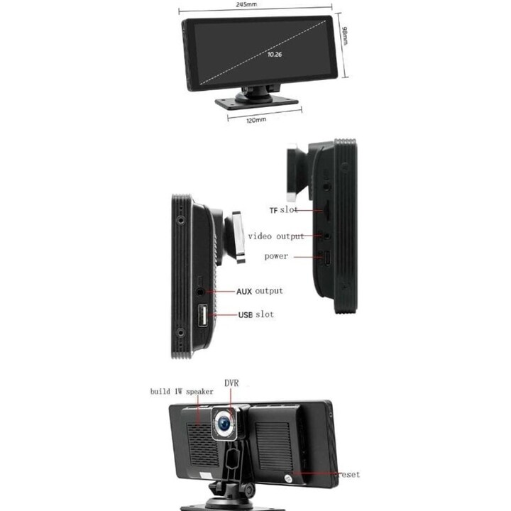 Radio Multimedia Universal para coche con Cámara, reproductor de vídeo de 10 pulgadas, Carplay y Android Auto inalámbrico, panta