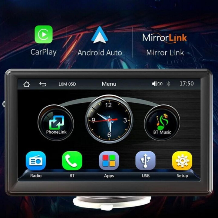 Universelles Multimedia-Radio fürs Auto, 7-Zoll-Videowiedergabe, kabelloses Carplay und Android Auto, Touchscreen