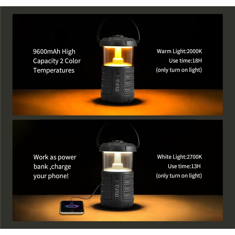 Mifa Wild Camping Bluetooth Linterna LED Negro - Altavoz portátil