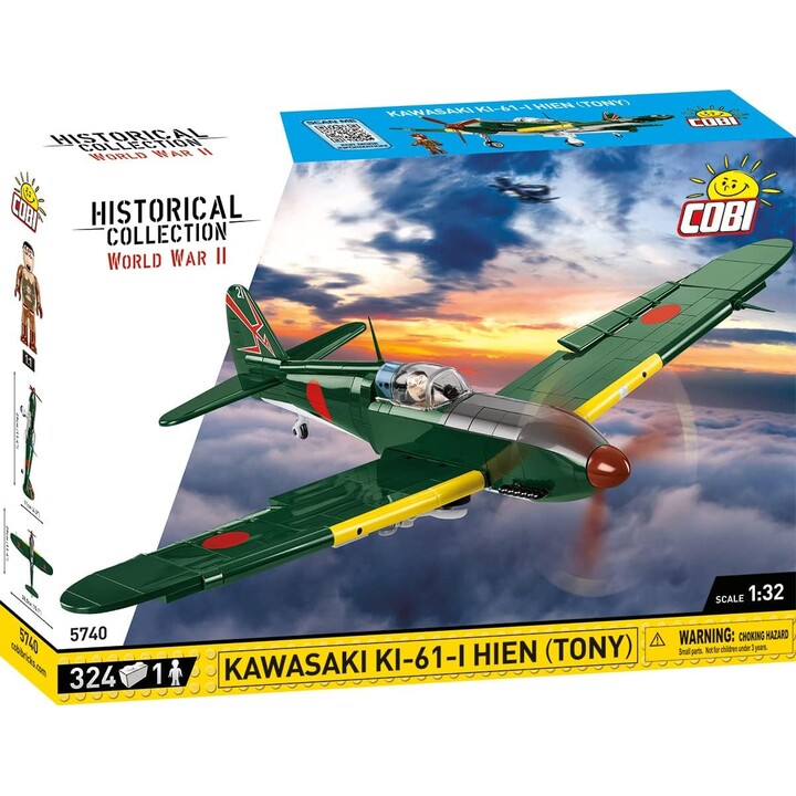 COBI 5740 Colección histórica Segunda Guerra Mundial Kawasaki KI-61-I Hein Fighter Aircraft (Tony) 324 almohadillas